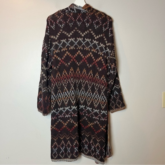 NWT Maurices Chunky Knit Aztec Print Long Open Front Cardigan Medium - Picture 2 of 8